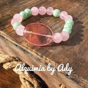 Cherry quartz and pink quartz 10mm beaded bracelet